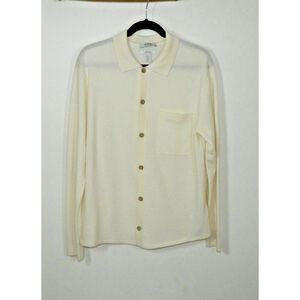 COS Sweater‎ Cardigan Men’s Size Small Ivory Wool Button Collar